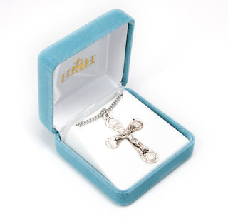 1 7/8-inch Sterling Silver "Angels Crucifix" with 24-inch Chain