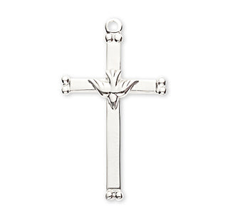 1 1/8-inch Sterling Silver Holy Spirit Crucifix with 18-inch Chain