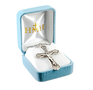 2-inch Sterling Silver Crucifix with 24-inch Chain