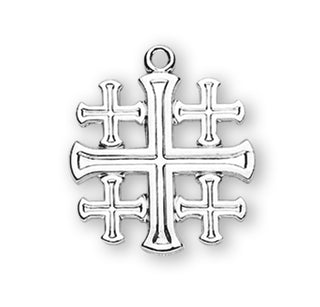 Sterling Silver Jerusalem Cross with 18-inch Chain