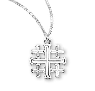 Sterling Silver Jerusalem Cross With 18 Inch Chain