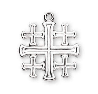 Sterling Silver Jerusalem Cross with 24-inch Chain