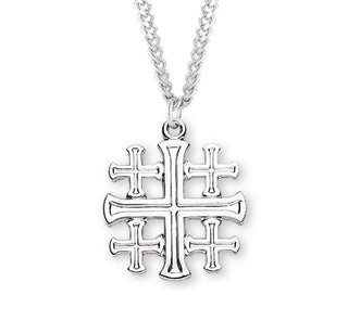 Sterling Silver Jerusalem Cross With 24 Inch Chain