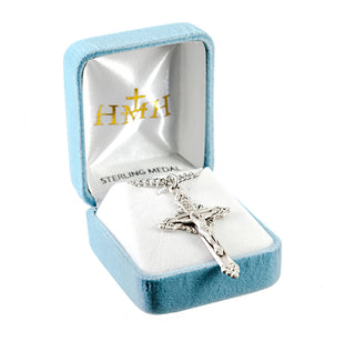 1 3/4-inch Sterling Silver Crucifix with 24-inch Chain