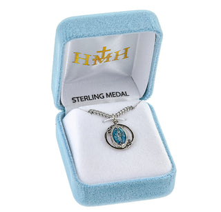 Sterling Silver Blue Enameled Miraculous Medal
