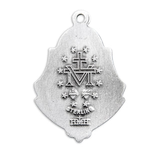 Sterling Silver Miraculous Medal with Art Deco Border