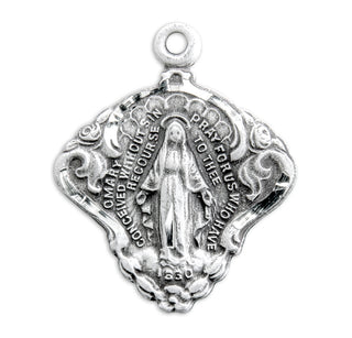 Sterling Silver Miraculous Medal with Baroque Scrolling Border