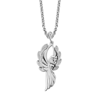 Sterling Silver Angel Pendant with CZ Wings