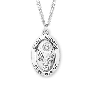 Sterling Silver Oval Shaped Saint Andrew Medal