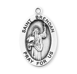 Sterling Silver Oval St. Brendan Medal
