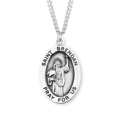 Sterling Silver Oval St. Brendan Medal
