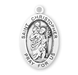 Sterling Silver Oval Shaped St. Christopher Medal