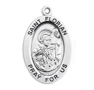 Sterling Silver Oval Shaped St. Florian Medal