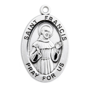 Sterling Silver Oval Shaped St. Francis Medal - Engravable