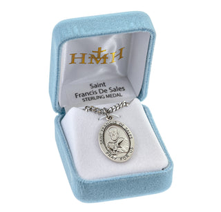 Patron Saint Francis De Sales Oval Sterling Silver Medal