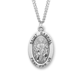 Sterling Silver Oval Shaped Saint Gabriel Medal