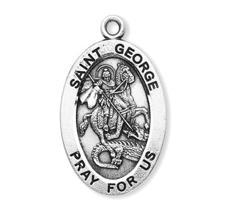 Sterling Silver Oval Shaped St. George Medal