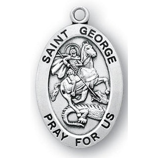 Sterling Silver Oval Shaped St. George Medal