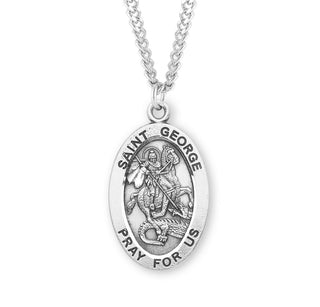 Sterling Silver Oval Shaped Saint George Medal