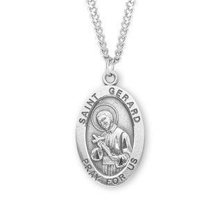 Sterling Silver Oval Shaped Saint Gerard Medal