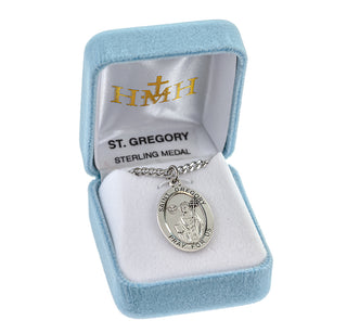 Sterling Silver Oval Shaped St. Gregory Medal