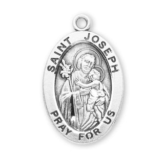 Sterling Silver Oval Shaped St. Joseph Medal