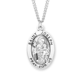 Sterling Silver Oval Shaped Saint Joseph Medal