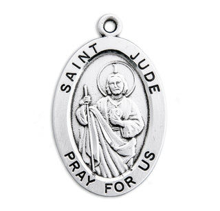 Sterling Silver Oval Shaped St. Jude Medal