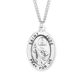 Sterling Silver Oval Shaped Saint Jude Medal