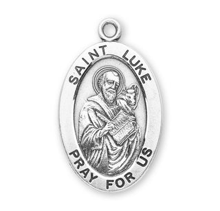 Sterling Silver Oval Shaped St. Luke Medal