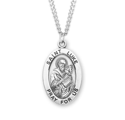 Sterling Silver Oval Shaped St. Luke Medal