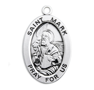 Sterling Silver Oval Shaped St. Mark Medal
