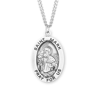 Sterling Silver Oval Shaped Saint Mark Medal