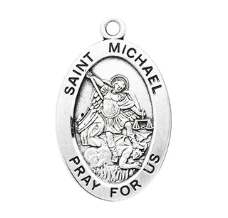 Sterling Silver Oval Shaped St. Michael Medal