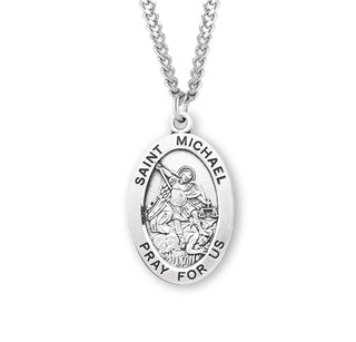 Sterling Silver Oval Shaped Saint Michael Medal