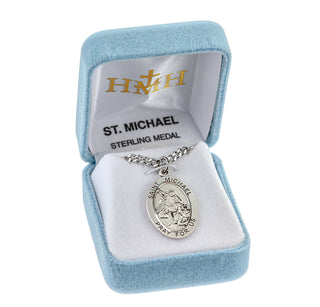 Sterling Silver Oval Shaped St. Michael Medal