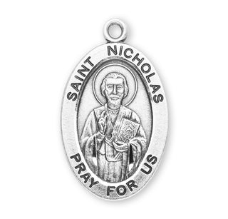Sterling Silver Oval Shaped St. Nicholas Medal