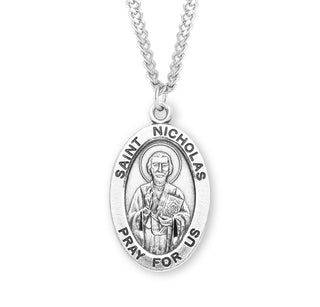 Sterling Silver Oval Shaped Saint Nicholas Medal