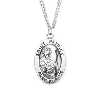 Sterling Silver Oval Shaped Saint Patrick Medal