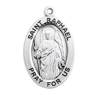 Sterling Silver Oval Shaped St. Raphael Medal