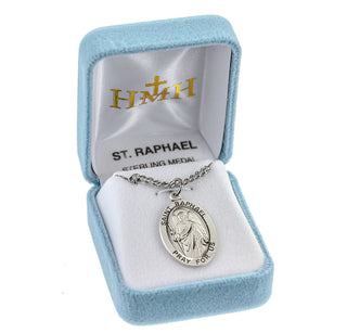 Sterling Silver Oval Shaped St. Raphael Medal