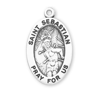 Sterling Silver Oval Shaped St. Sebastian Medal