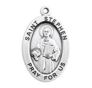 Sterling Silver Oval Shaped St. Stephen Medal