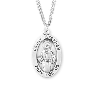 Sterling Silver Oval Shaped Saint Stephen Medal