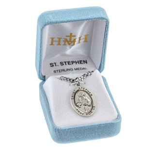 Sterling Silver Oval Shaped St. Stephen Medal