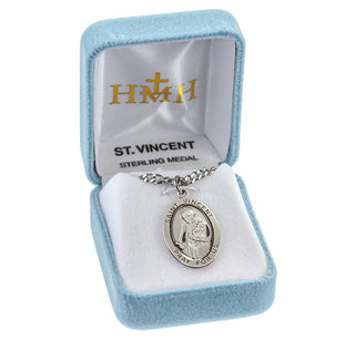 Patron Saint Vincent de Paul Oval Sterling Silver Medal