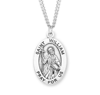 Sterling Silver Oval Shaped Saint William Medal