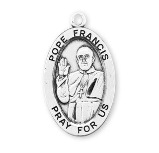 Sterling Silver Oval Shaped Pope Francis Medal