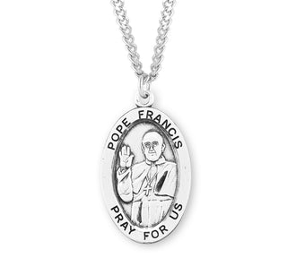 Sterling Silver Oval Shaped Pope Francis Medal