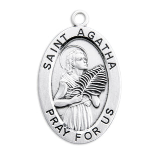 Sterling Silver Oval Shaped St. Agatha Medal